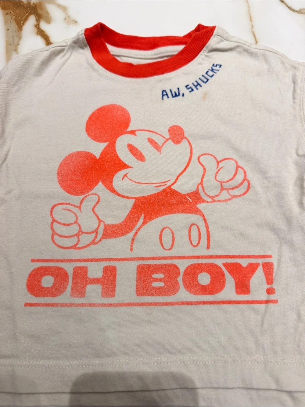 GAP Cream Ringer Tee with Red Mickey Graphic
